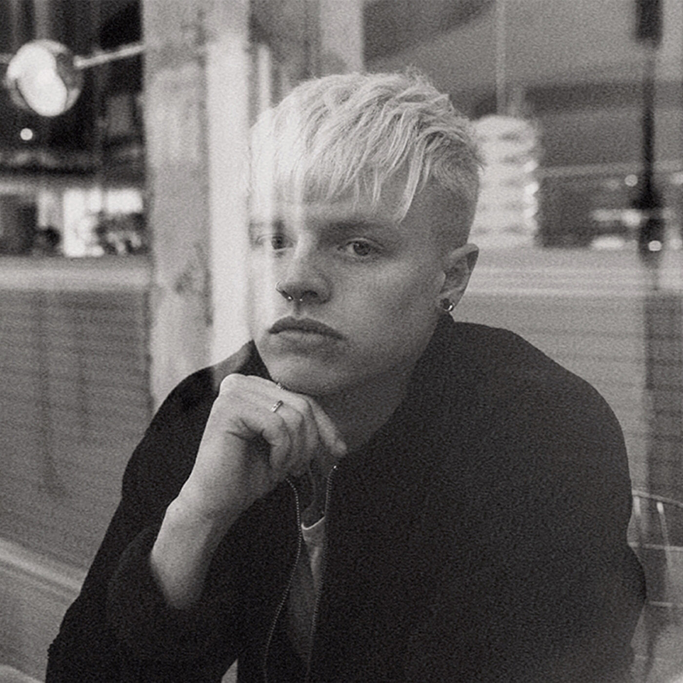 Beux Levi, black and white editorial portrait